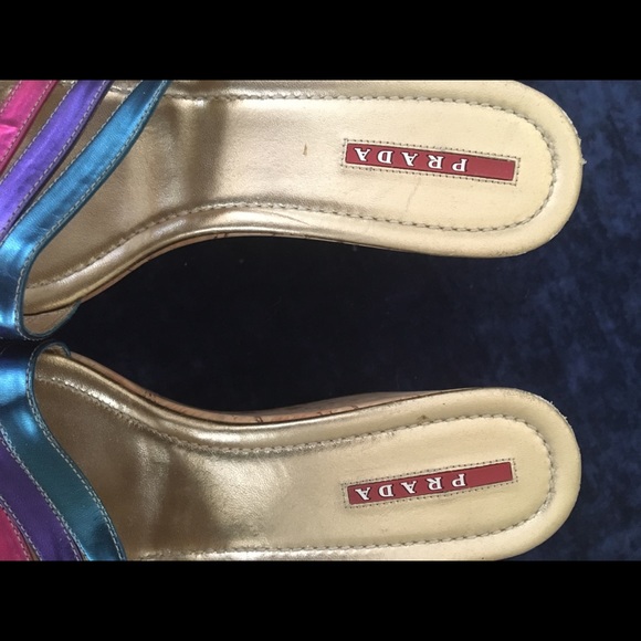 Prada cork rainbow wedges. - Picture 5 of 7